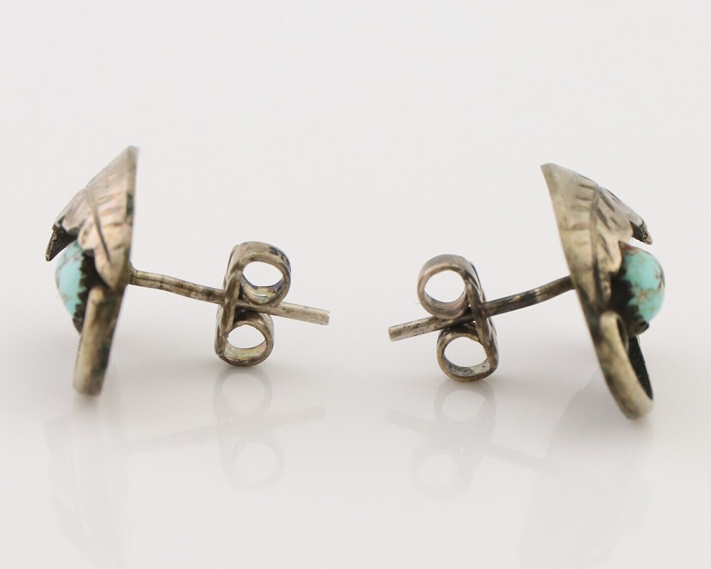 Navajo Earrings 925 Silver Natural Turquoise Native American Artist C.80's