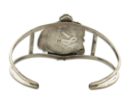 Vintage Navajo Bracelet 925 Silver Blue Turquoise Signed Herman Lee