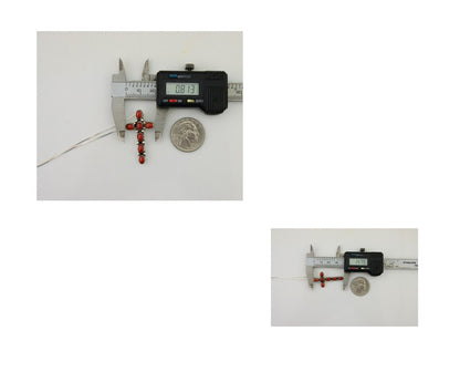 Navajo Cross Necklace 925 Silver Mediterranean Coral Native American Artist C80s