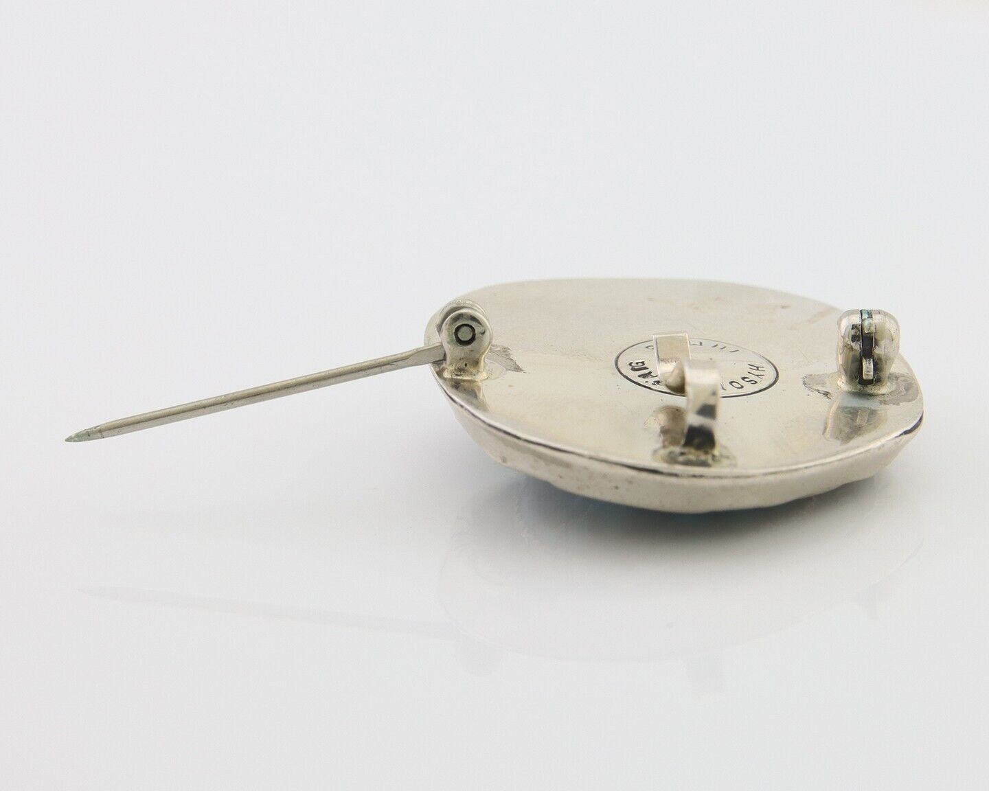 Navajo Pin 925 Silver Sea Foam Turquoise Artist Signed Hyson Craig C.80's