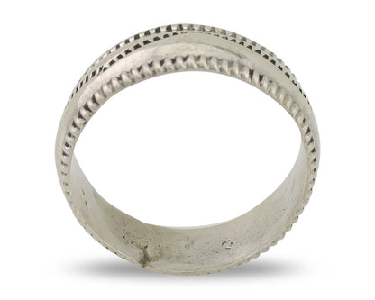 Navajo Hand Stamped Band 925 Silver 6.0 mm Native Artist Size 5.0 C.80's