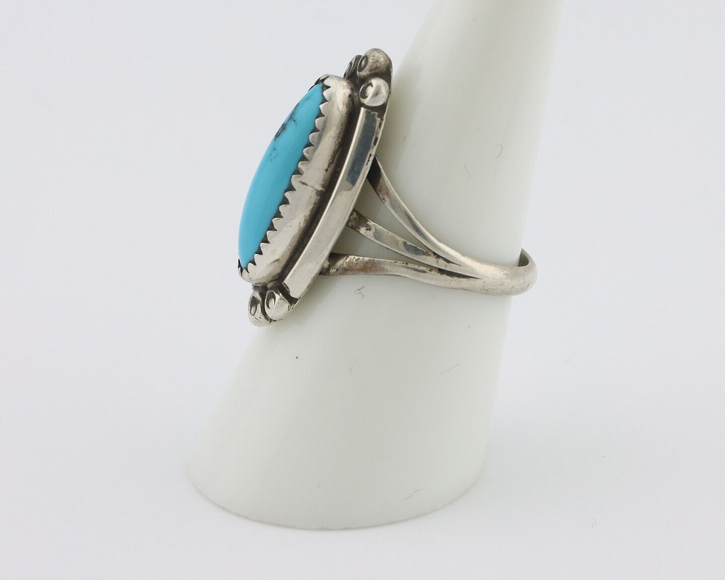 Navajo Ring .925 Silver Sleeping Beauty Turquoise Signed SkyStone Creations C80s
