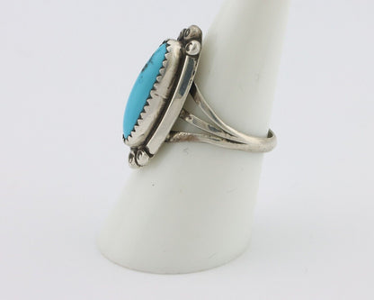 Navajo Ring .925 Silver Sleeping Beauty Turquoise Signed SkyStone Creations C80s