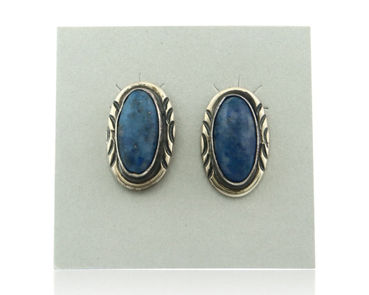 Navajo Earrings Sterling Silver Lapis Vintage Authentic