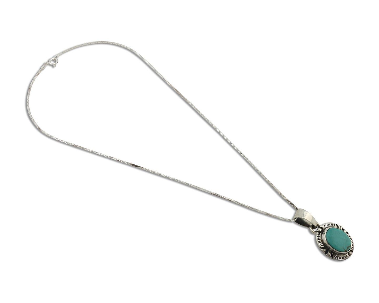 Navajo Necklace 925 Silver Arizona Turquoise Handmade Signed Gecko C.90's