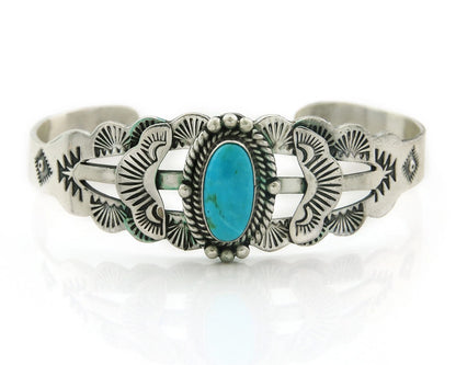 Navajo Cuff Bracelet Sterling Silver Turquoise Handmade Vintage Native Artist