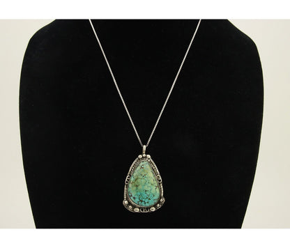 Navajo Necklace 925 Silver Natural Turquoise Artist Signed Jian C.80's