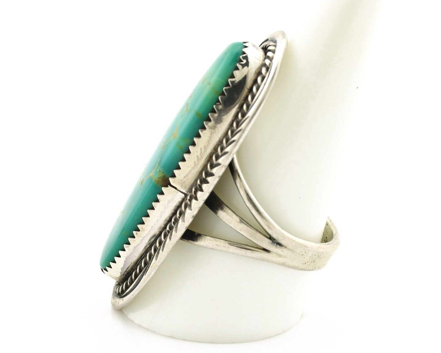 Navajo Ring 925 Silver Natural Mined Turquoise Artist Signed USA C.80s
