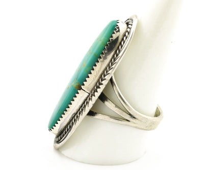 Navajo Ring 925 Silver Natural Mined Turquoise Artist Signed USA C.80s