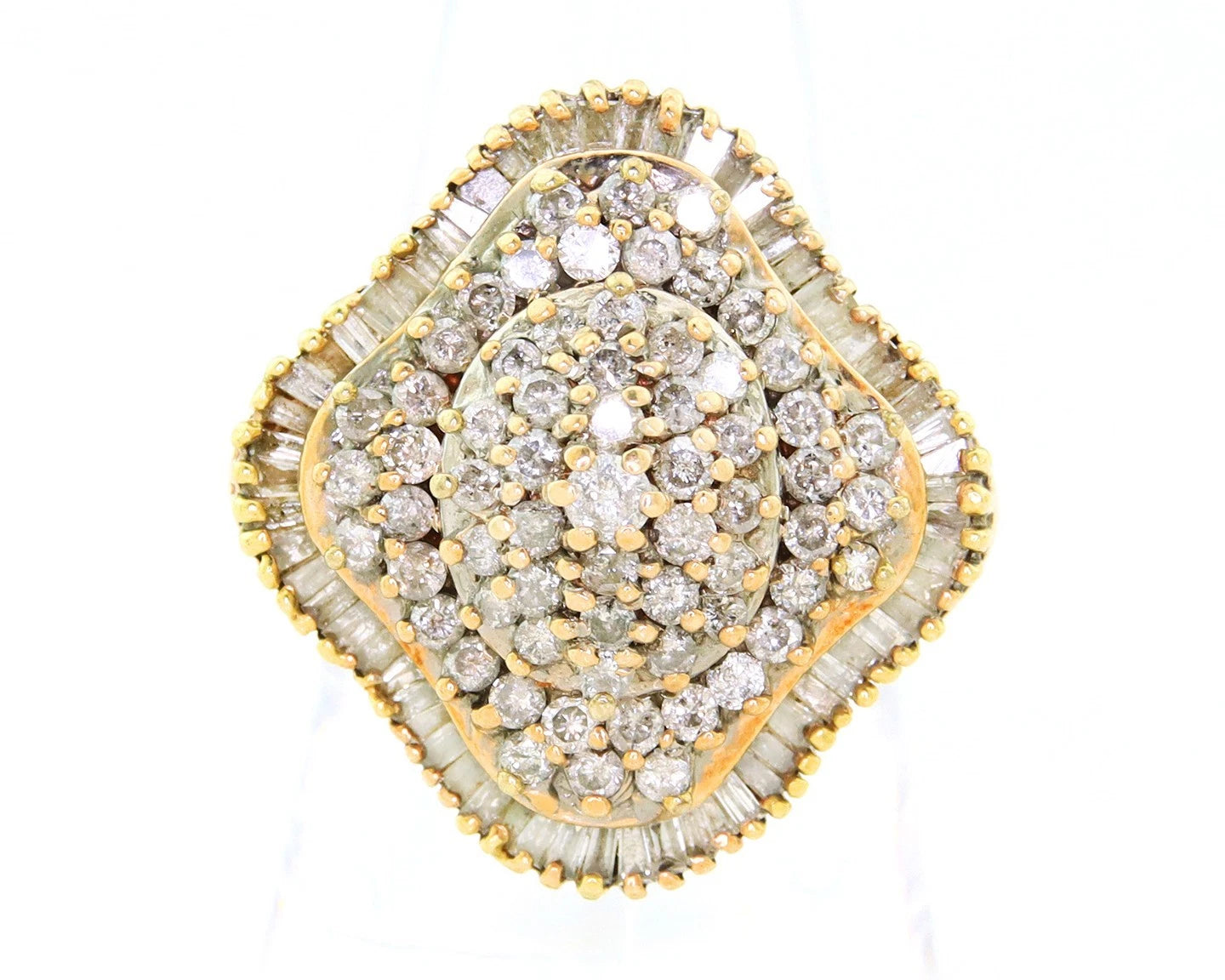 Natural Diamond Cluster Ring 10k Yellow Gold Ring Size 8.25
