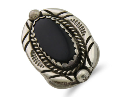 Navajo Ring 925 Silver Black Onyx Artist Signed V & N Edsitty C.80's