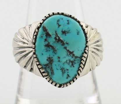 Navajo Ring 925 Silver Blue Sleeping Beauty Turquoise Artist Signed DK C.80's