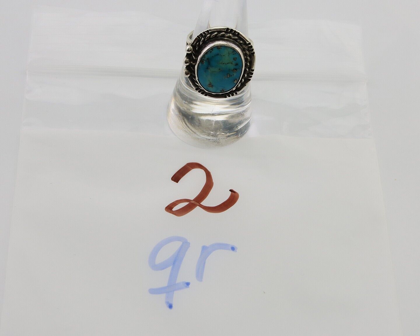 Navajo Handmade Ring 925 Silver Turquoise Native American Artist C.80's