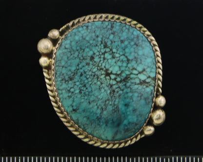 Navajo Ring 925 Sterling Spiderweb Blue Turquoise Native Artist C.80's Size 9.0