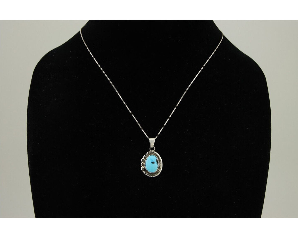 Navajo Necklace 925 Silver Natural Turquoise Artist M Montoya C.80's