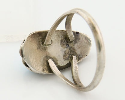 Navajo Ring 925 Sterling Natural Mined Blue Nugget Turquoise C.80's Size 5.75