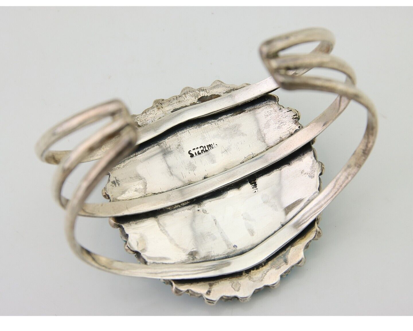 Navajo Bracelet 925 Silver Blue Turquoise Native American Artist C.80's