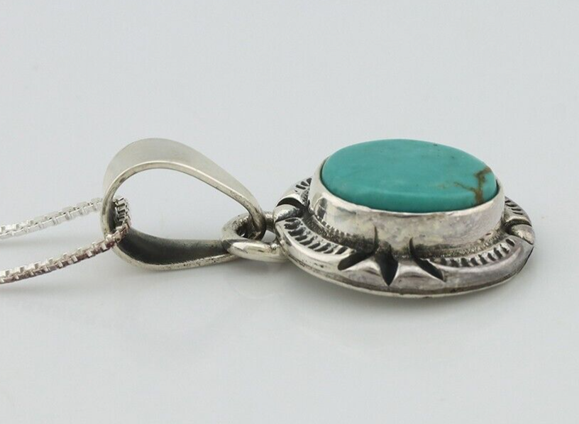 Navajo Necklace 925 Silver Arizona Turquoise Handmade Signed Gecko C.90's