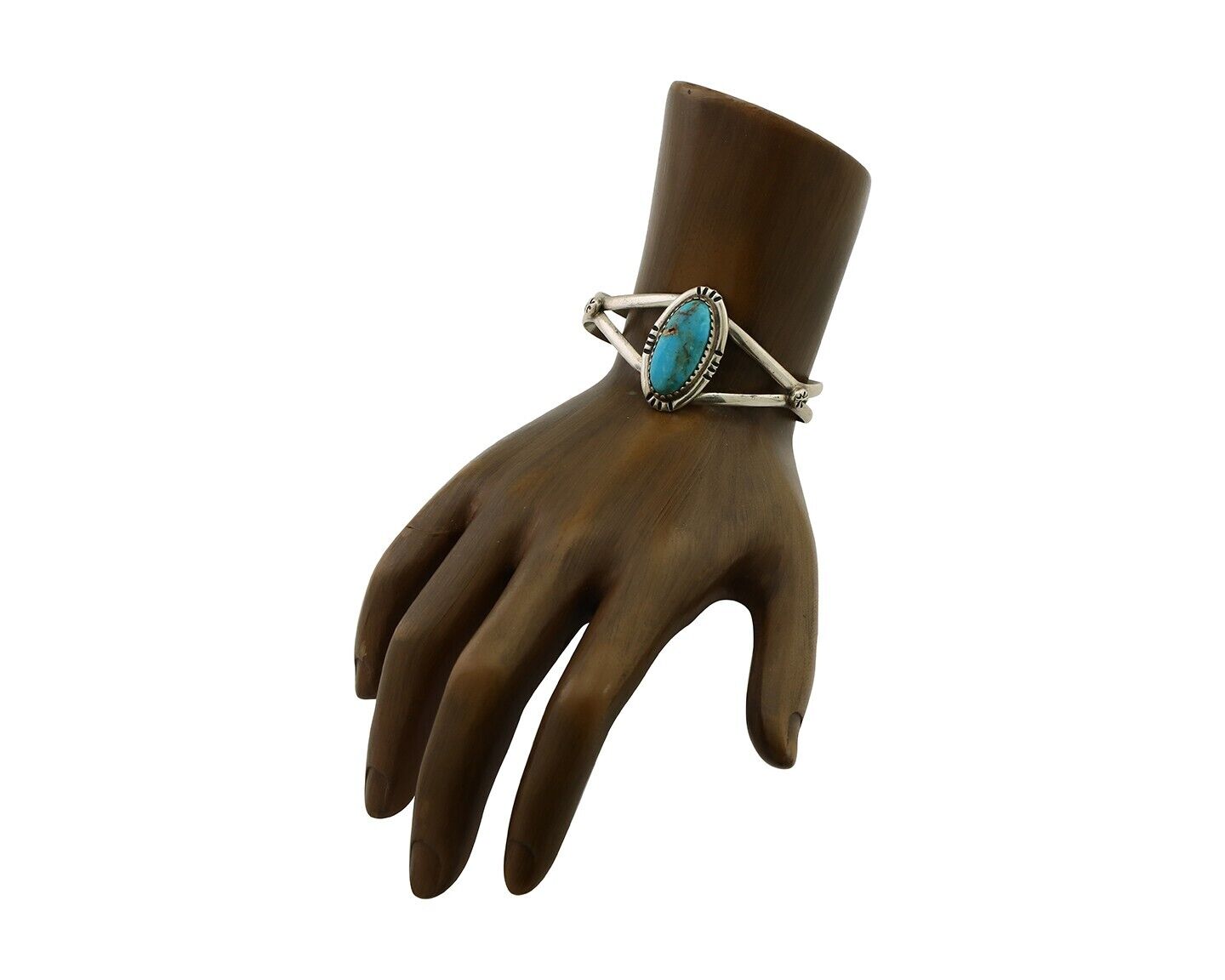 Navajo Bracelet 925 Silver Kingman Turquoise Native American Artist C.80's