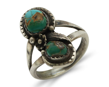 Navajo Ring 925 Silver Natural AAA Blue Turquoise Artist Signed Tom Willeto C80s