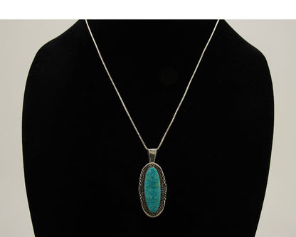 Navajo Necklace 925 Silver Natural Turquoise Artist Signed Mike Begay C.80's