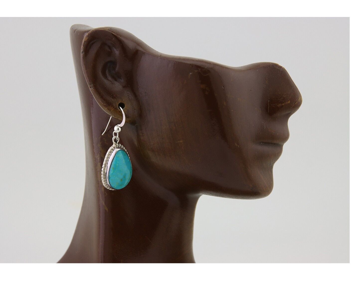 Navajo Dangle Earrings 925 Silver Natural Turquoise Artist Signed Montoya C.80's
