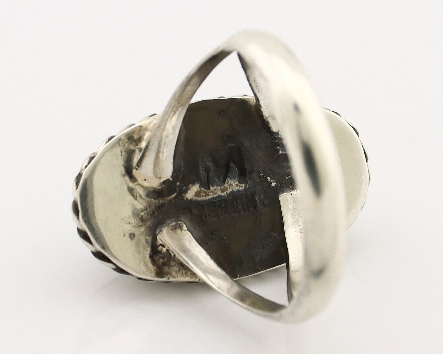 Navajo Ring 925 Silver Kingman Turquoise Artist Signed M Montoya C.80's