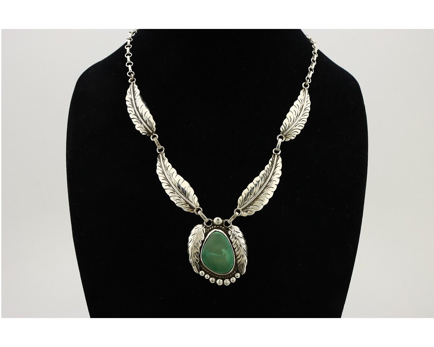 Navajo Necklace 925 Silver Turquoise & Coral Artist Signed C Montoya C.2008
