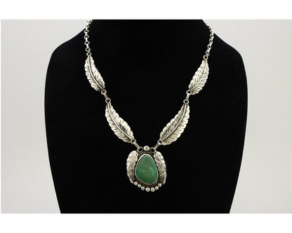 Navajo Necklace 925 Silver Turquoise & Coral Artist Signed C Montoya C.2008