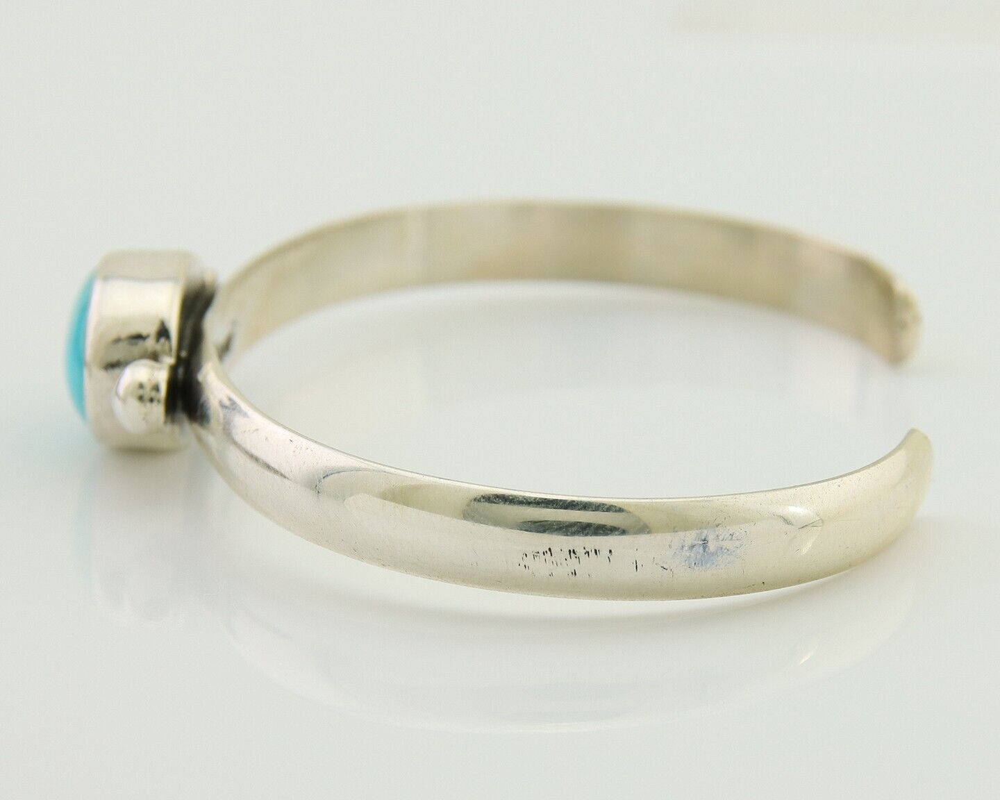 Navajo Cuff Bracelet Blue Turquoise 925 Silver Native American Artist C.80's