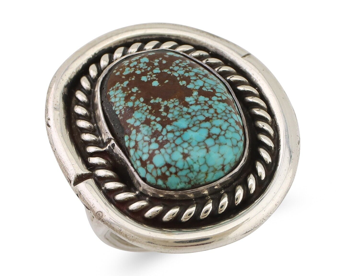 Navajo Ring 925 Silver Real Mine 8 Turquoise Native American Artist C.80's