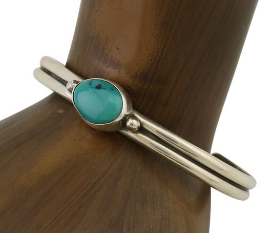 Navajo Cuff Bracelet 925 Silver Natural Blue Turquoise Native American C.80's