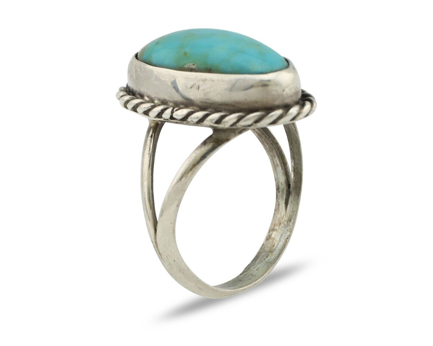 Navajo Ring 925 Silver Kingman Turquoise Artist Native American Signed C.80's