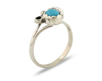 Navajo Ring .925 Silver Sleeping Beauty Turquoise Native American Artist C.80's