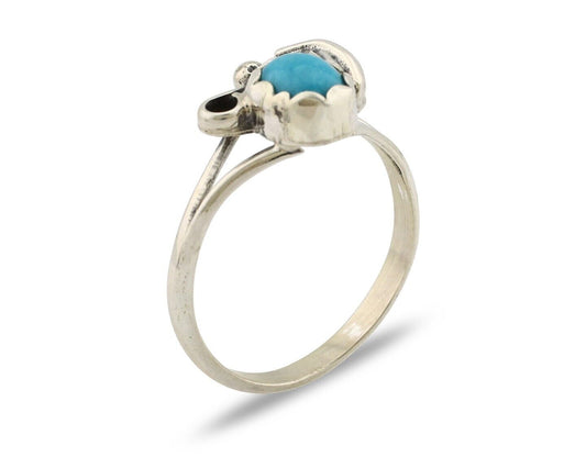 Navajo Ring .925 Silver Sleeping Beauty Turquoise Native American Artist C.80's