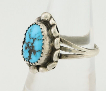 Navajo Ring 925 Silver Sleeping Beauty Turquoise Artist Signed S C.80's