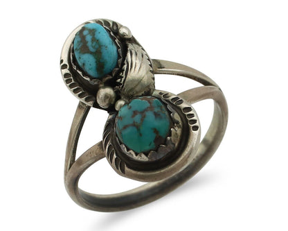 Navajo Ring 925 Silver Natural AAA Blue Spiderweb Turquoise Tom Willeto C.80's