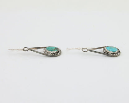 Navajo Dangle Earrings 925 Silver Natural Turquoise Native American Artist C.80s
