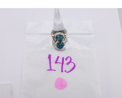 Navajo Ring 925 Silver Spiderweb Turquoise Artist Signed Tom Willeto C.80's