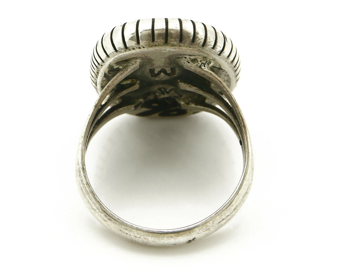 Navajo Ring .925 SOLID Silver Kingman Turquoise Artist Signed Montoya C.1980's