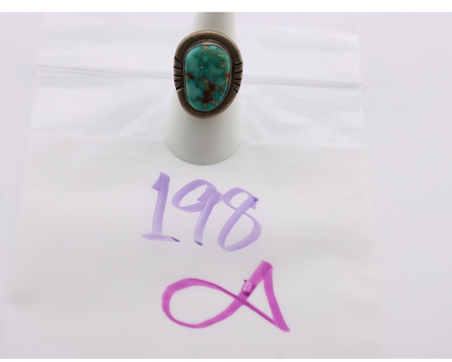 Navajo Ring .925 Silver Blue Turquoise Artist Signed Doug Zachary C.80's