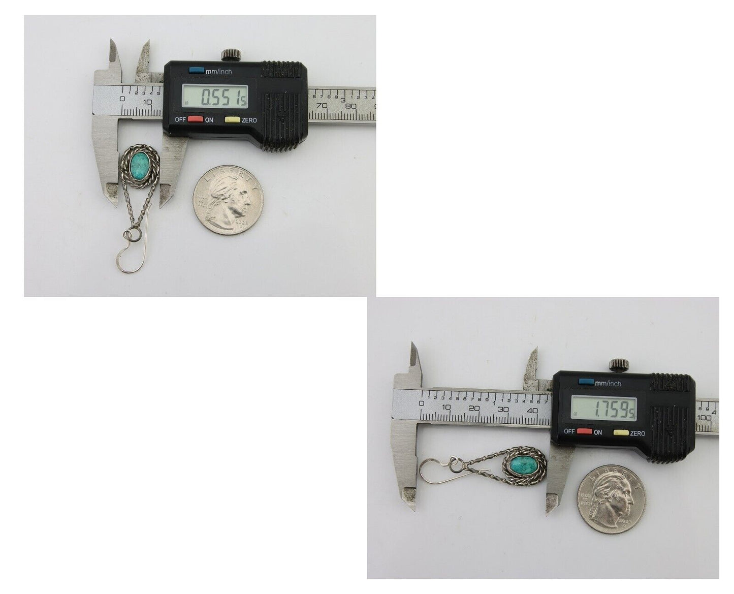 Navajo Dangle Earrings 925 Silver Natural Blue Turquoise Native Artist C.80's