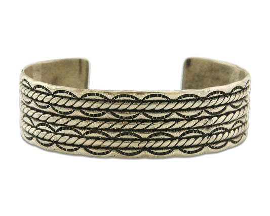 Men's Navajo Bracelet 925 Silver Artist Signed C Montoya Cuff C.80's