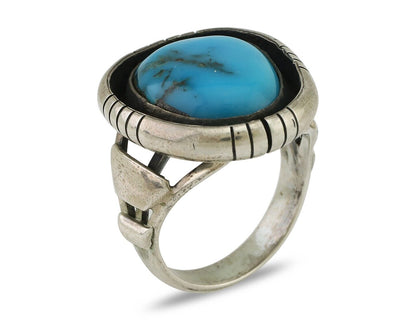 Navajo Ring 925 Silver Arizona Turquoise Signed M Montoya C.80's