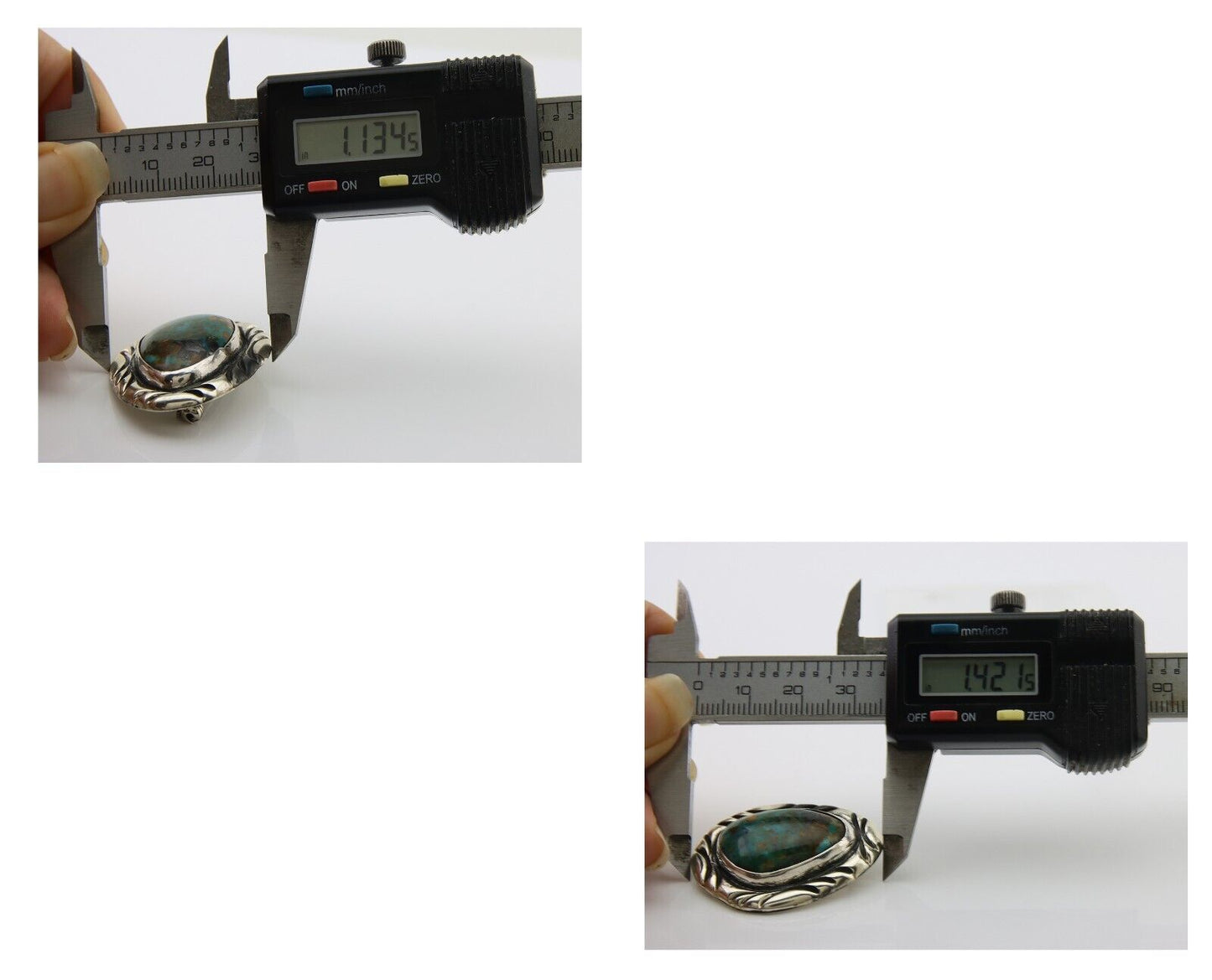 Navajo Pin 925 Silver Natural Mined Turquoise Artist Signed C Montoya C.80's