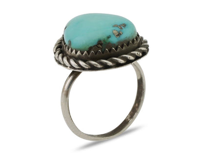 Navajo Ring 925 Silver Natural Turquoise Native American Artist C.80's