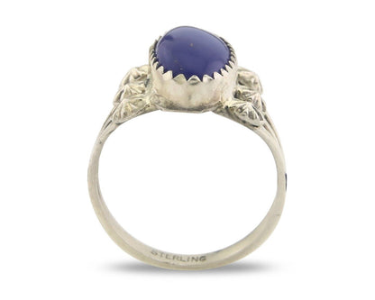 Navajo Ring 925 Sterling Natural Lapis Handmade Native Artist C.80's