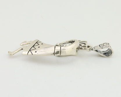 Navajo Kokopelli Pendant 925 Sterling Silver Artist Signed Masha C.80's