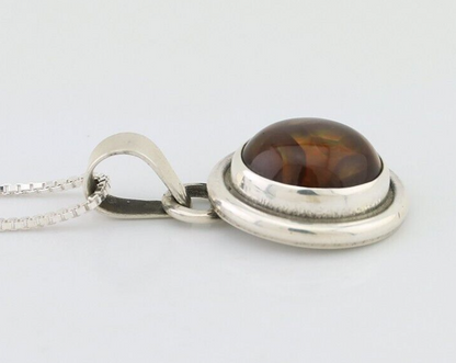 Navajo Handmade Necklace 925 Silver Fire Opal Artist Signed Sunburst C.80's