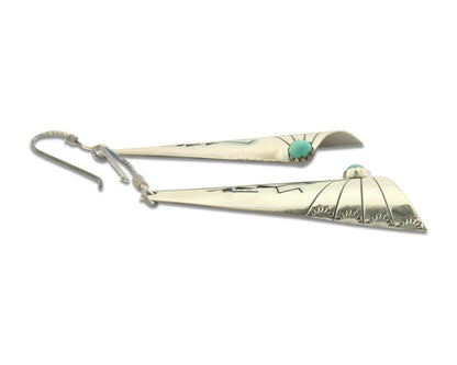 Navajo Earrings 925 Silver Kokopelli Natural Turquoise Native Artist C.80's